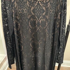 BCBGMaxAzria Black Lace Long Sleeve Dress